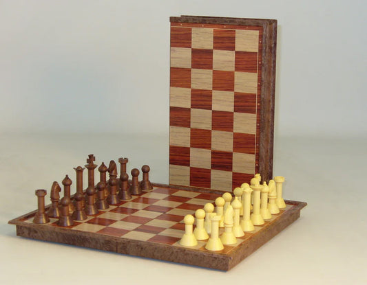 Chess: Wood-tone Folding Magnetic Chess, 11in