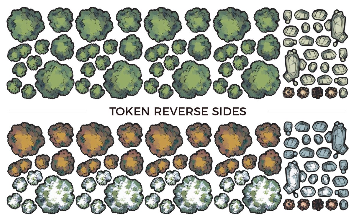 Tabletop Tokens Trees and Rocks Set
